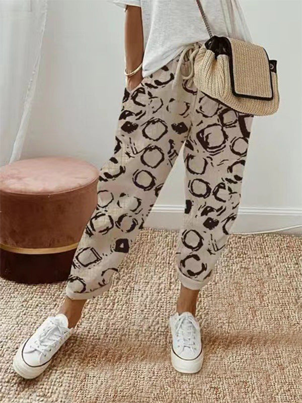 Pantalon femme à rayures tendance décontracté
