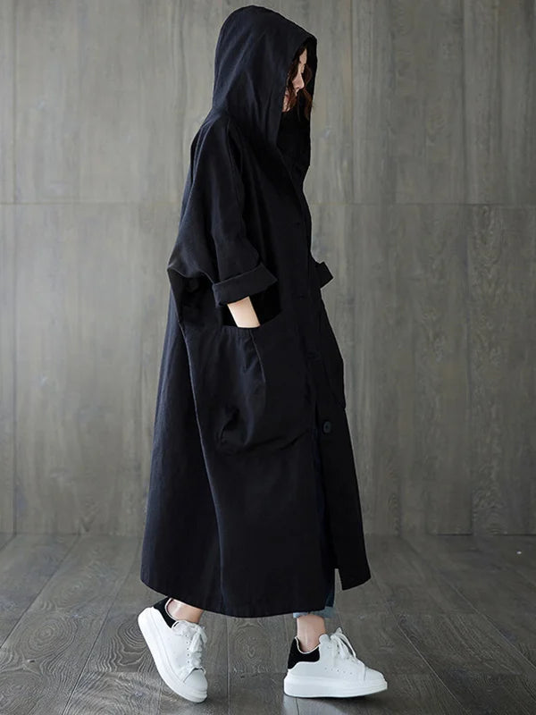 Imperméable Femme Long Noir Élégant