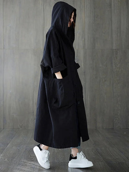 Imperméable Femme Long Noir Élégant