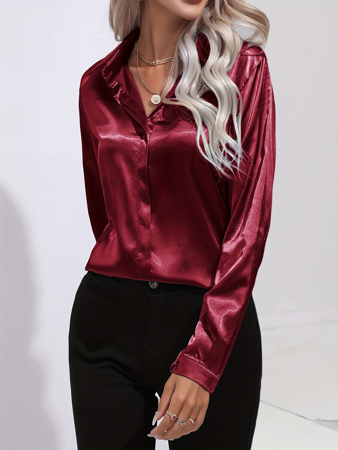 Chemise Femme en Soie Élégante Manches Longues