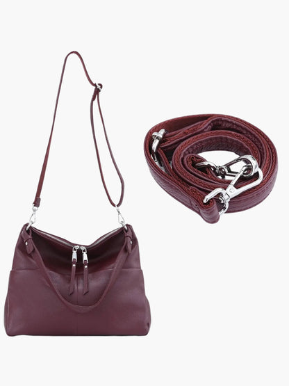 Sac Besace en Cuir Doux à Fermeture Éclair