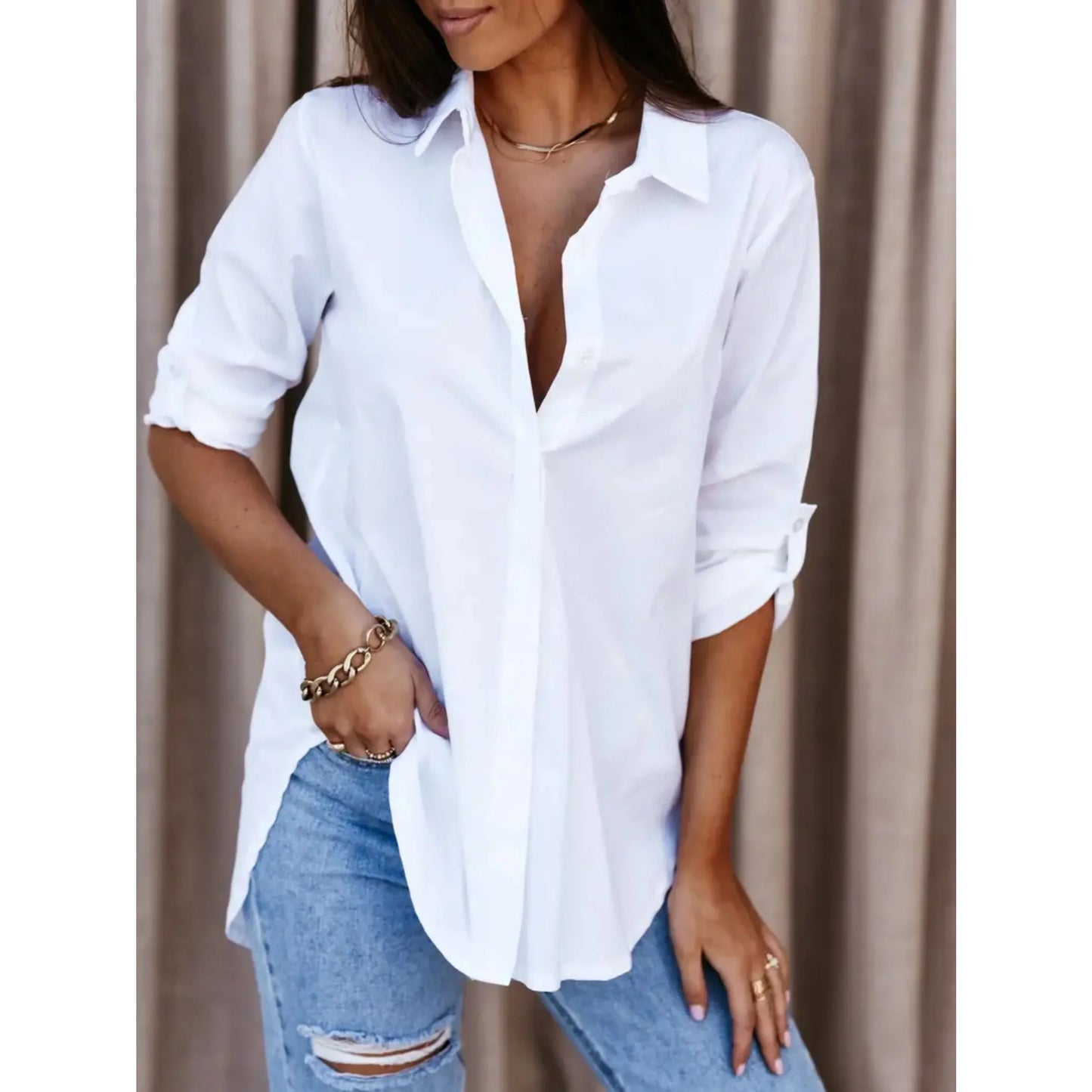 Chemise Femme Élégante à Manches Longues