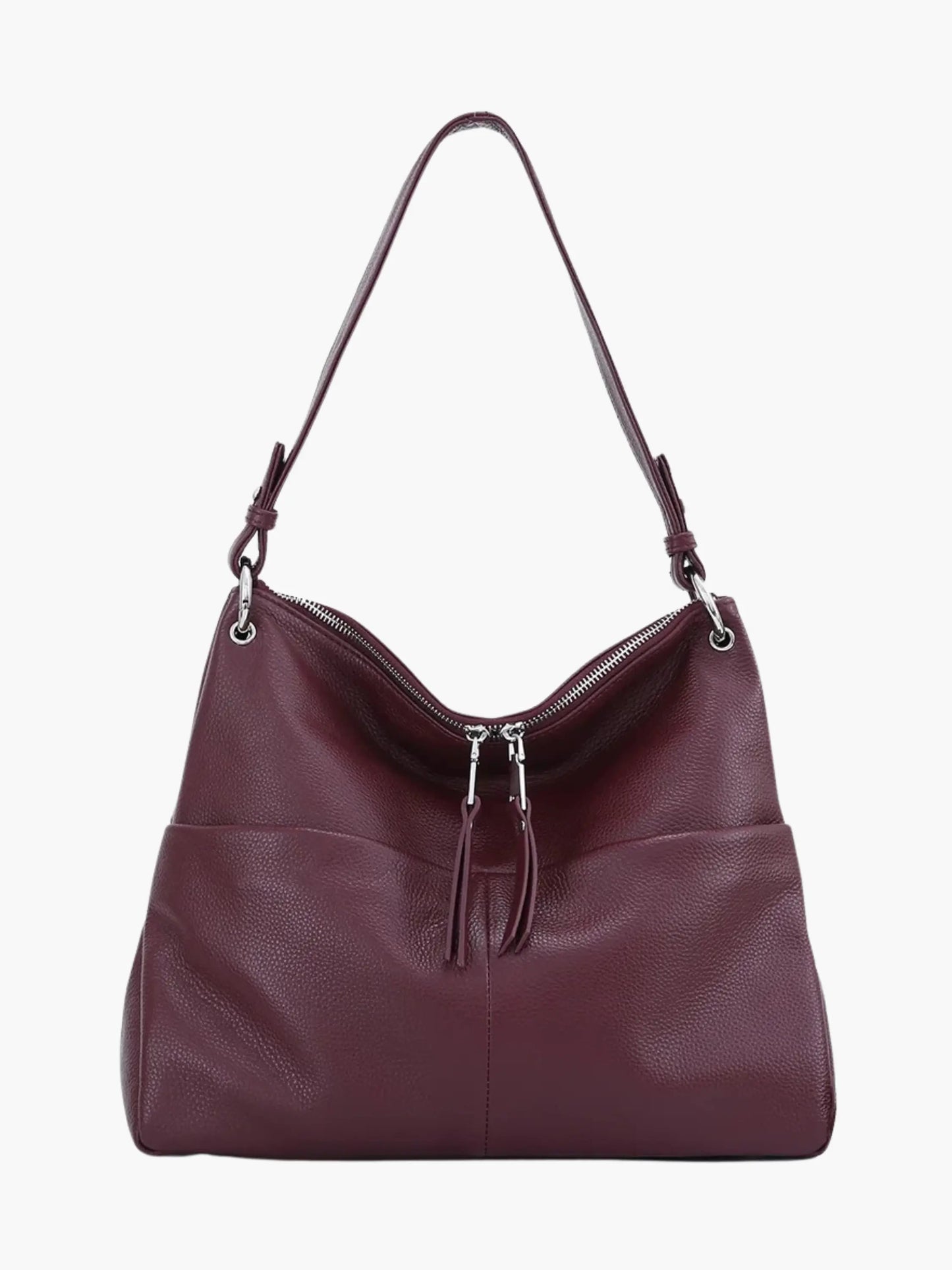 Sac Besace en Cuir Doux à Fermeture Éclair
