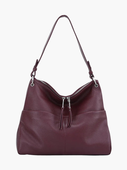 Sac Besace en Cuir Doux à Fermeture Éclair