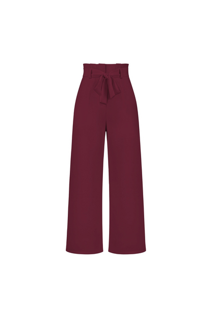 Pantalon Femme Élégant Taille Longue en Lin