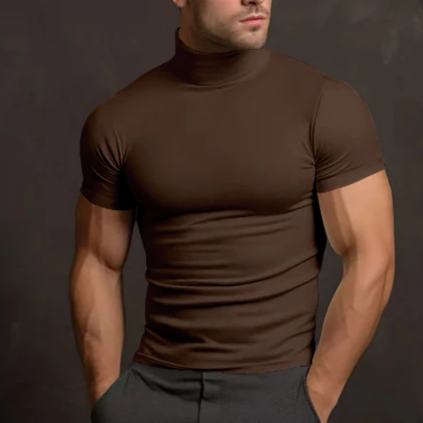 T-Shirt Homme Décontracté Col Roulé Taille Parfaite