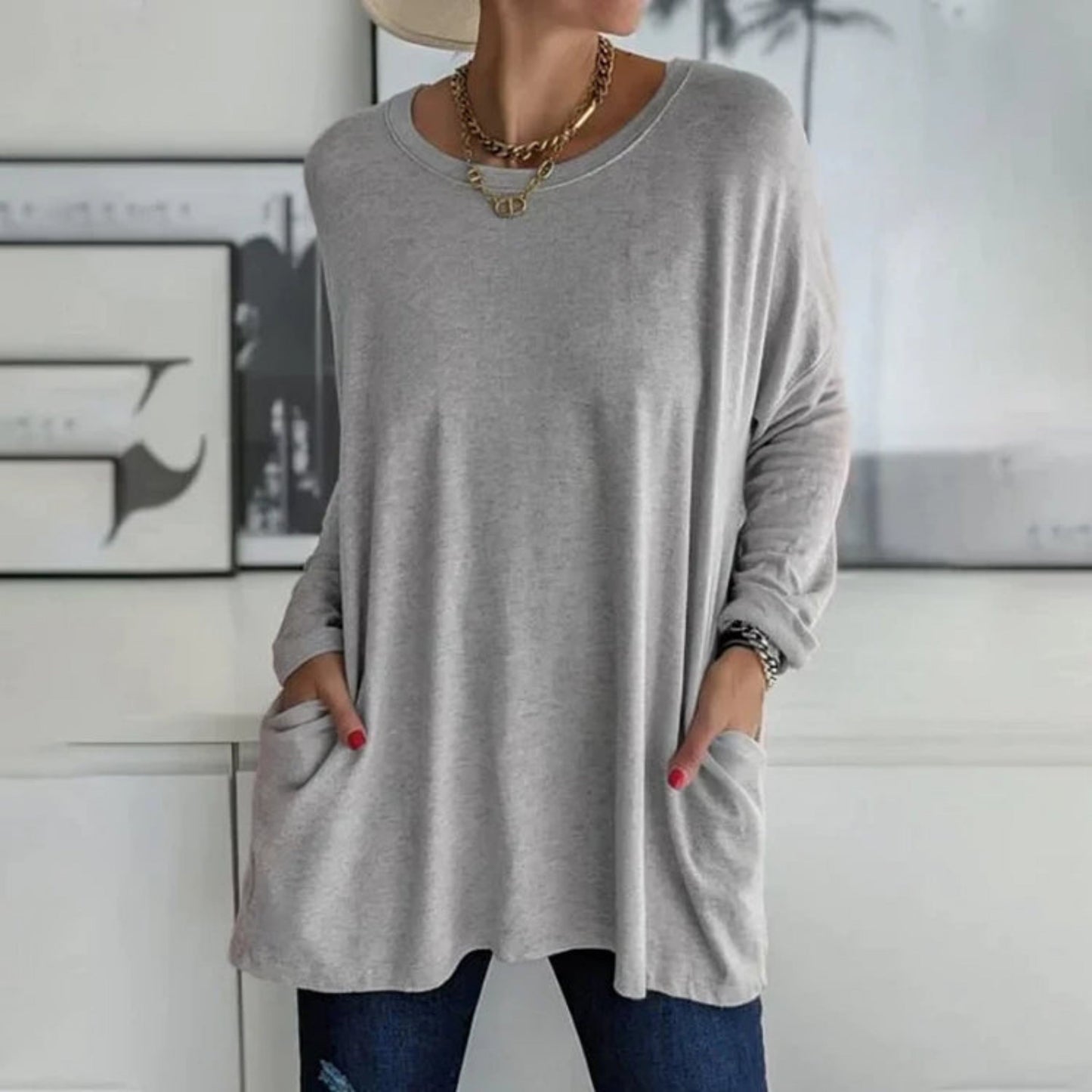 Pull Féminin Décontracté avec Poches