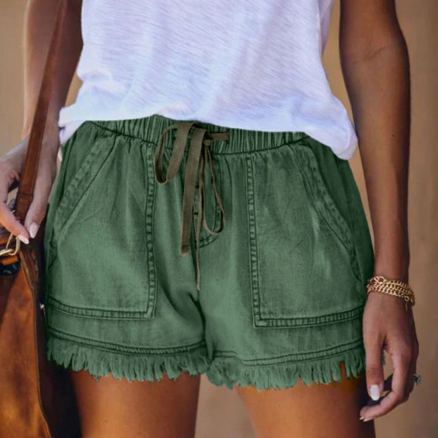 Short Féminin Casual | Tissu Solide Taille Relaxe