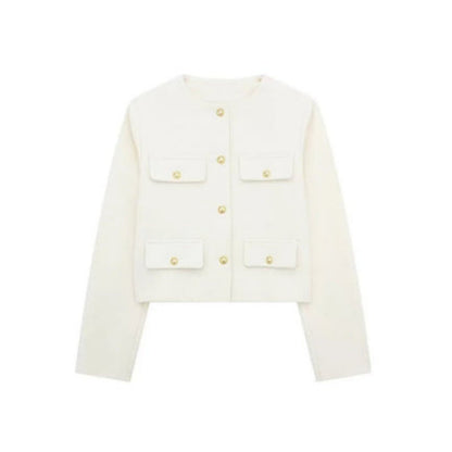 Veste Femme Chic en Taille Avec Boutons Dorés