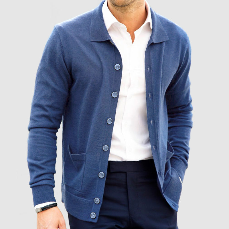 Cardigan Homme Hiver Chaud avec Poche et Col