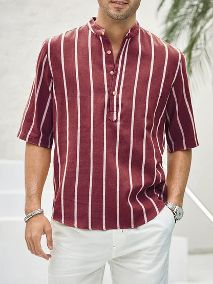 Chemise Coton Rayée Manches Courtes Homme