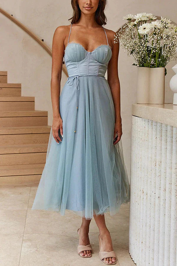 Robe Femme Élégante Dos Nudit et Bretelles Réglables