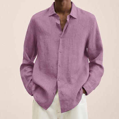 Chemise Homme Manches Longues en Lin, Style Élégant et Moderne