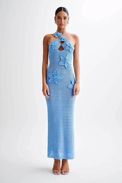 Robe Maxi Femmes à Fleurs avec Col en V