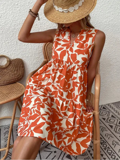 Robe courte Femme en Tissu Imprimé Coupe Ajustée