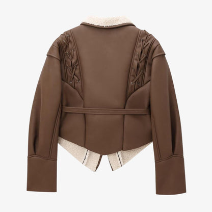 Veste Cuir Teddy Doublée et Brodée