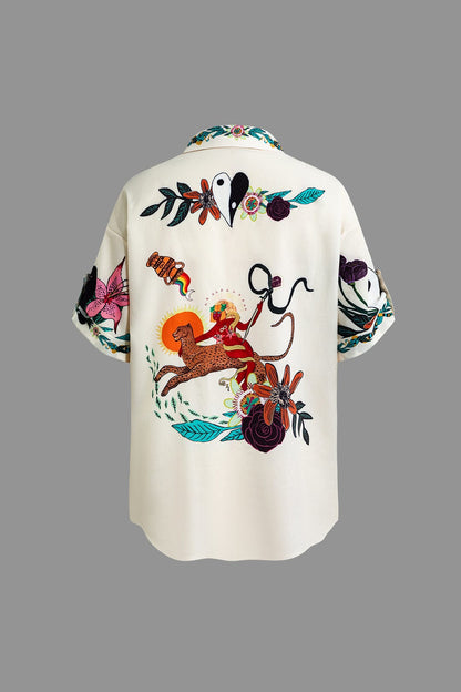 Robe Deux Pièces Élégante avec Imprimé Artistique