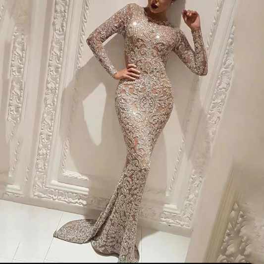 Robe de Soirée Pailletée Grande Taille Féminine Élégante - PanierRoyale