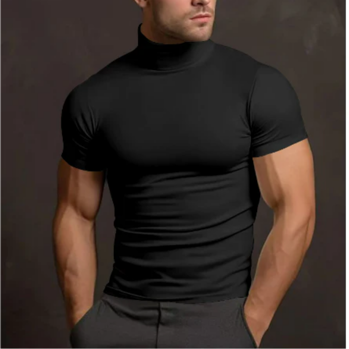 T-Shirt Homme Décontracté Col Roulé Taille Parfaite