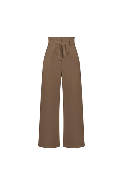 Pantalon Femme Élégant Taille Longue en Lin