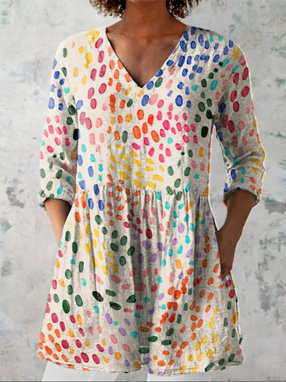 Tunique Longue Femme Coton Décolleté en V Coupe Ample