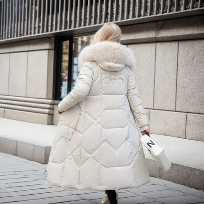 Manteau femme long à kapok avec col montant