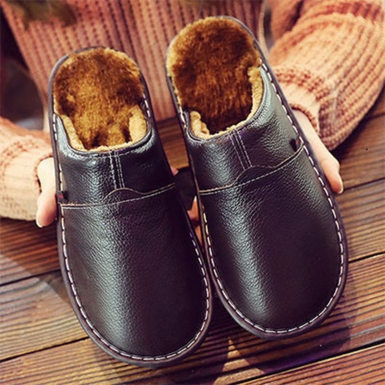 Pantoufles Homme Cuir Imperméable et Confortable - PanierRoyale