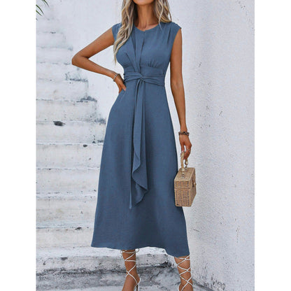 Robe longue Femme Sans Manches Taille Drapée