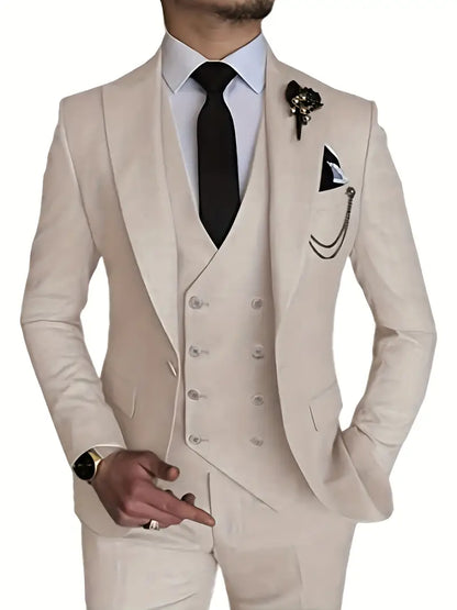 Costume Homme 3 Pièces : Blazer, Gilet et Pantalon Élégant