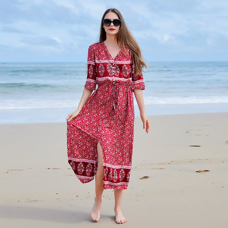 Robe Grande Taille Fleuri Élégante pour Femme - PanierRoyale