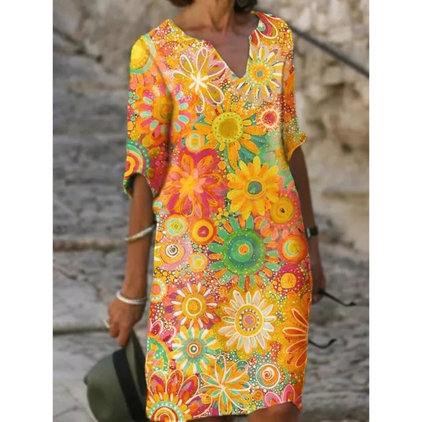 Robe Femme Longue Fleuri Col V Élégante - PanierRoyale