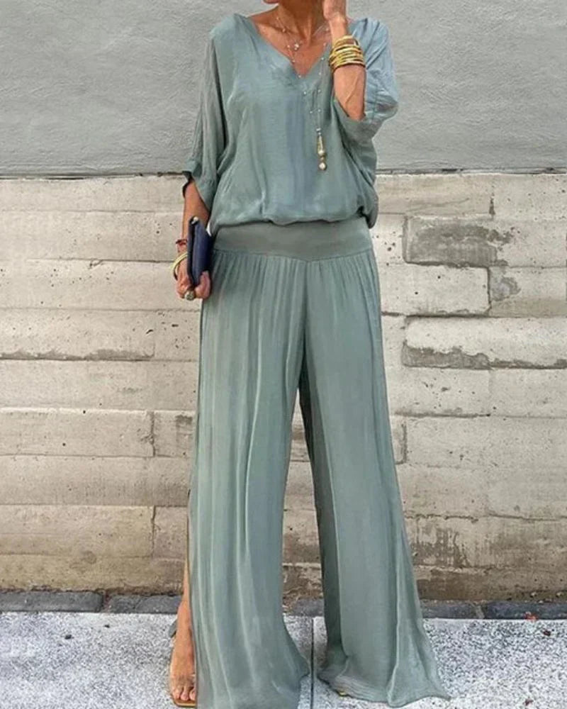 Robe Bohème Élégante avec Chemisier et Pantalon Fluides