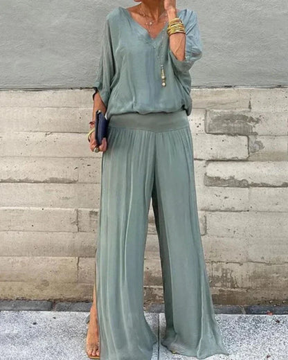 Robe Bohème Élégante avec Chemisier et Pantalon Fluides
