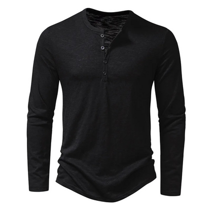 T Shirt Homme Slim Fit Manche Longue Noir Élégant