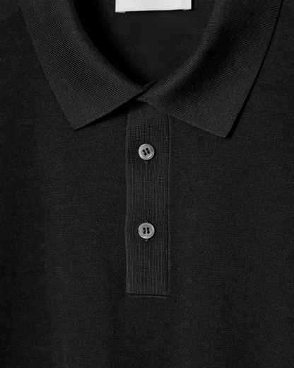 Chemise Polo en Soie Noir Élégant