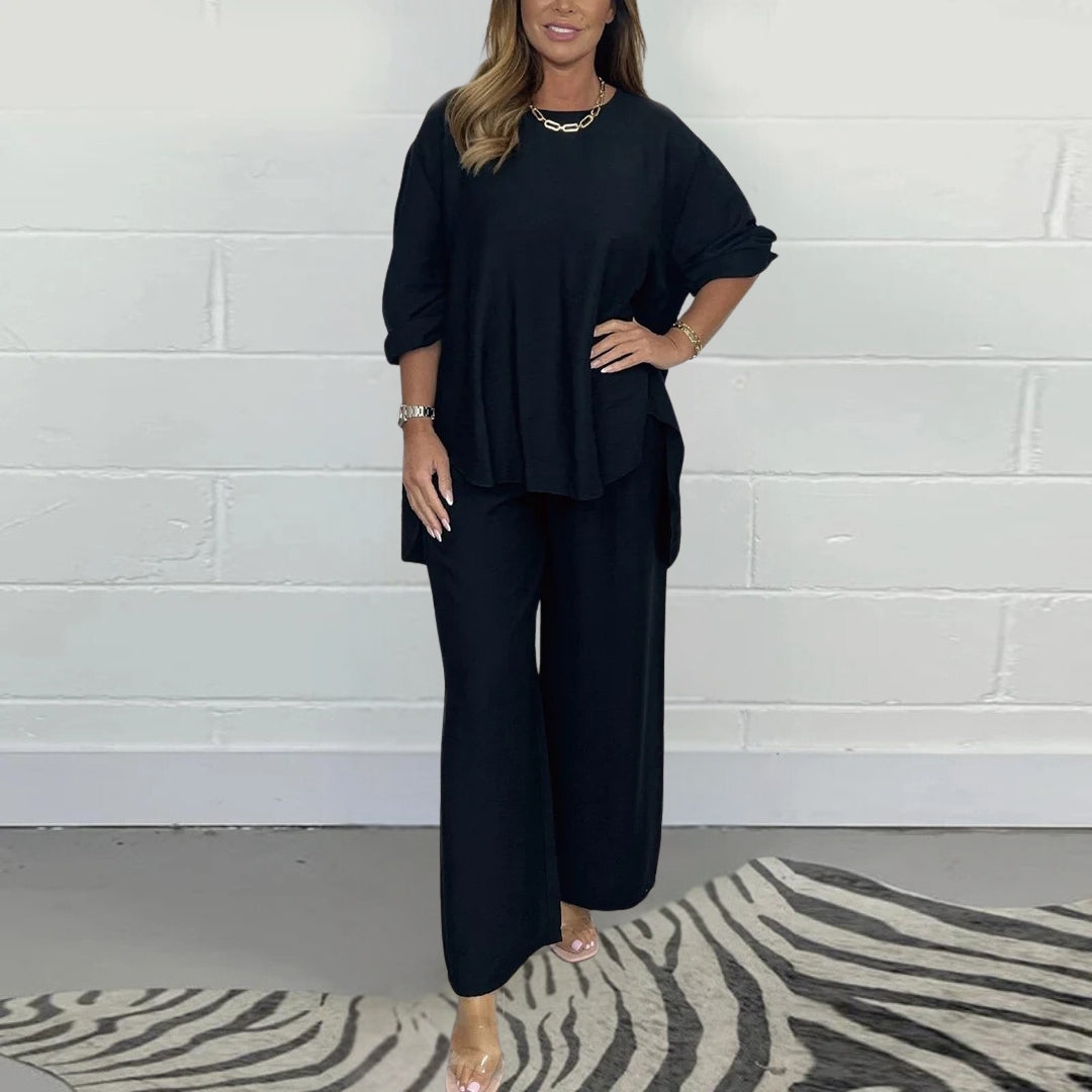 Ensemble Été Femme - Top Débardeur & Pantalon Linéaire en Tissu Fresh