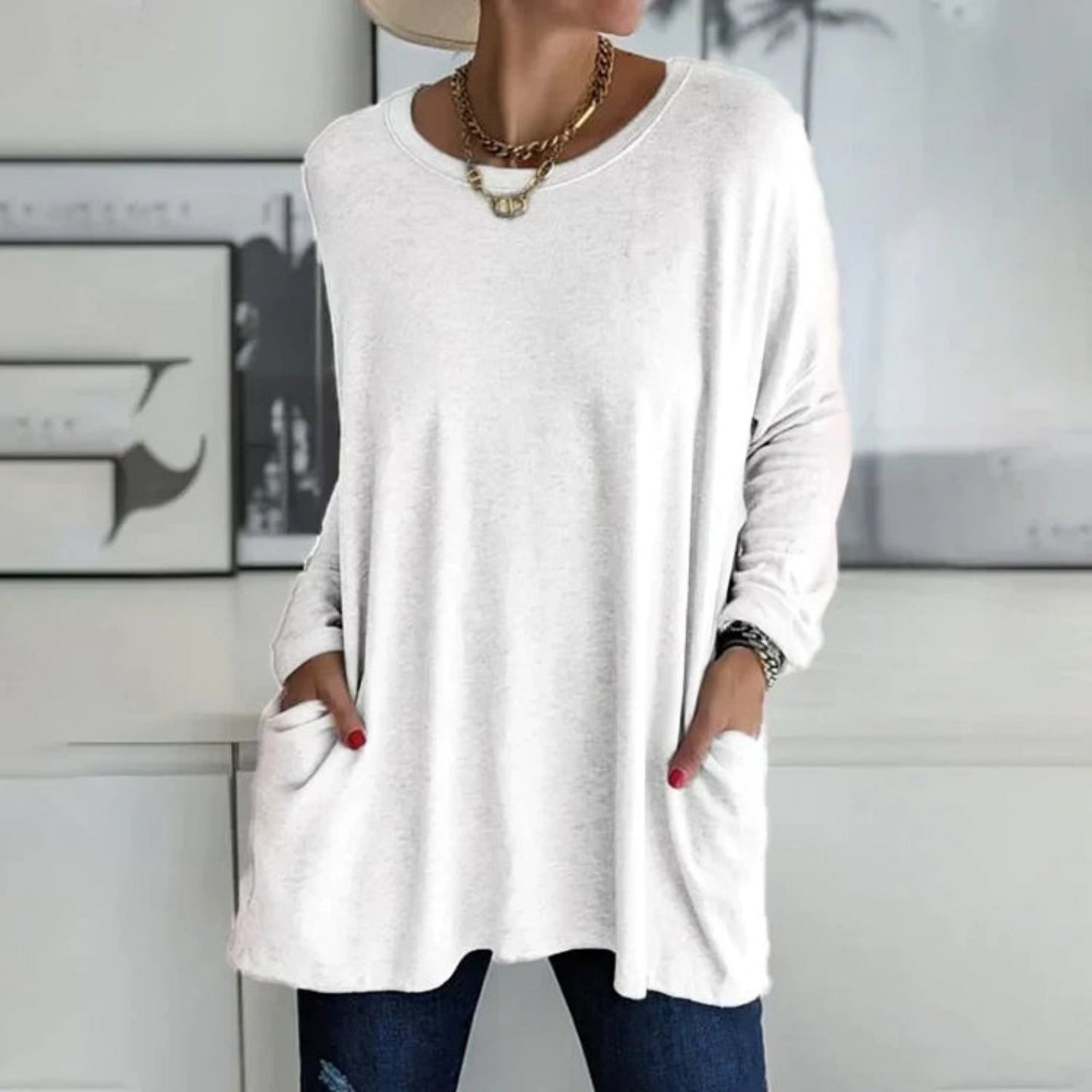 Pull Féminin Décontracté avec Poches