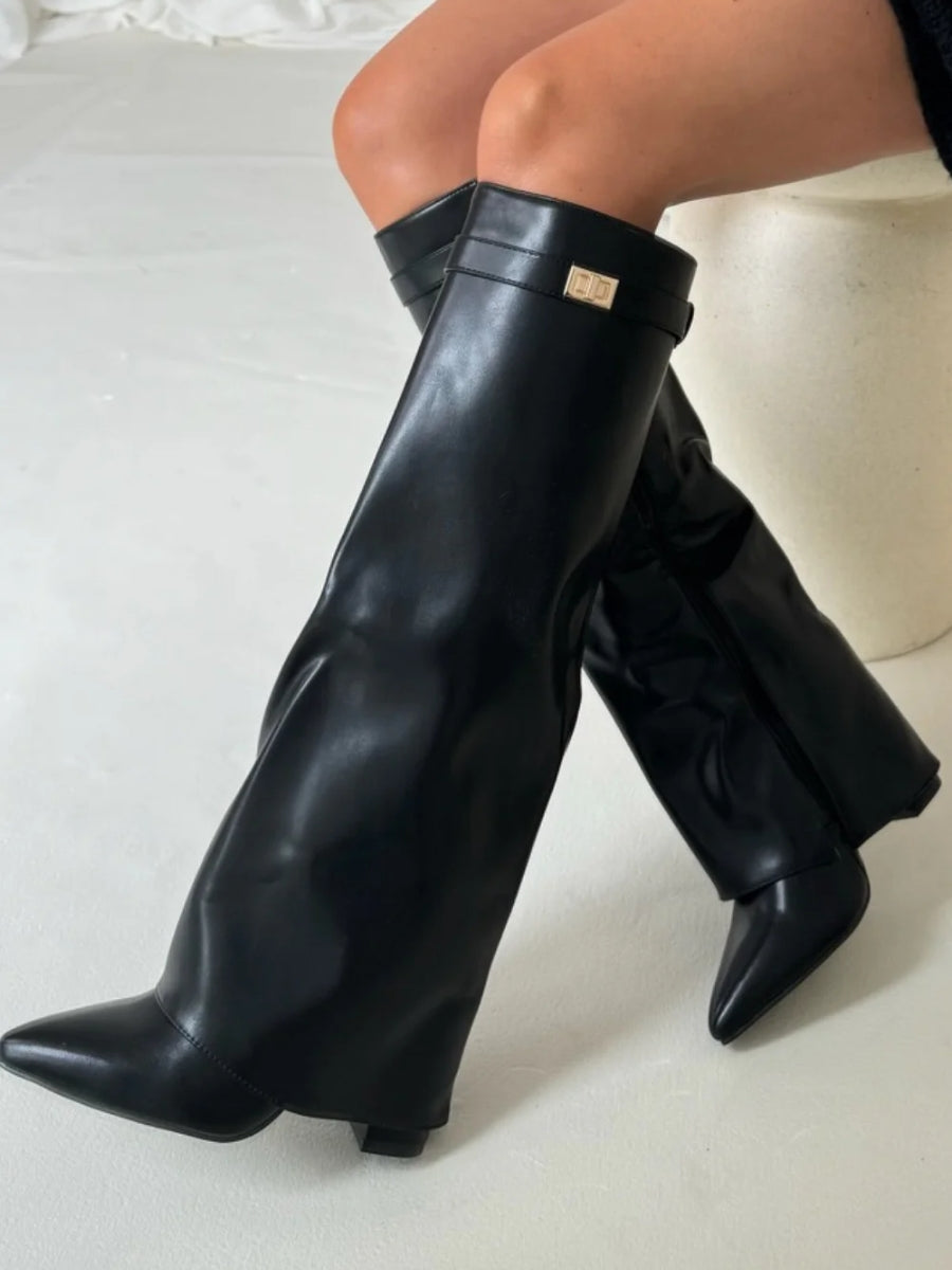 Bottes Femme Chic à Talon Haut avec Fermeture à Paillettes