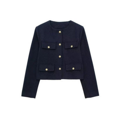 Veste Femme Chic en Taille Avec Boutons Dorés