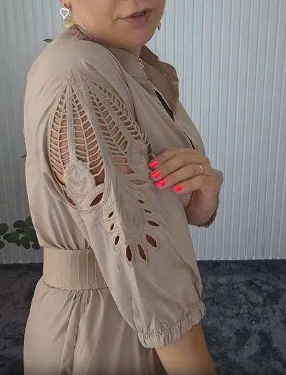 Robe Chemise Femme Midi Ceinturée Coupe Fluide