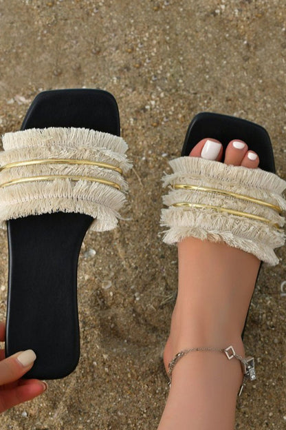 Sandales Slides Décontractées avec Franges