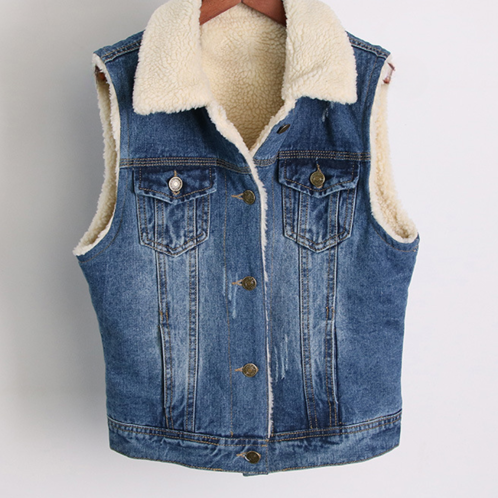 Gilet Denim Hiver Féminin Élégant - PanierRoyale