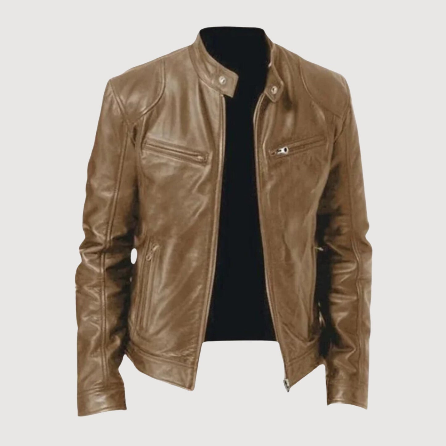 Blouson Moto Homme Cuir Noir Élégant