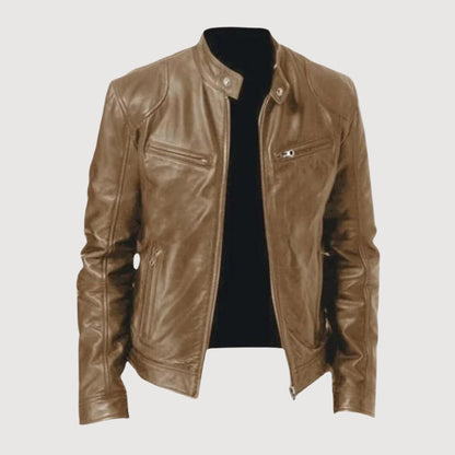 Blouson Moto Homme Cuir Noir Élégant