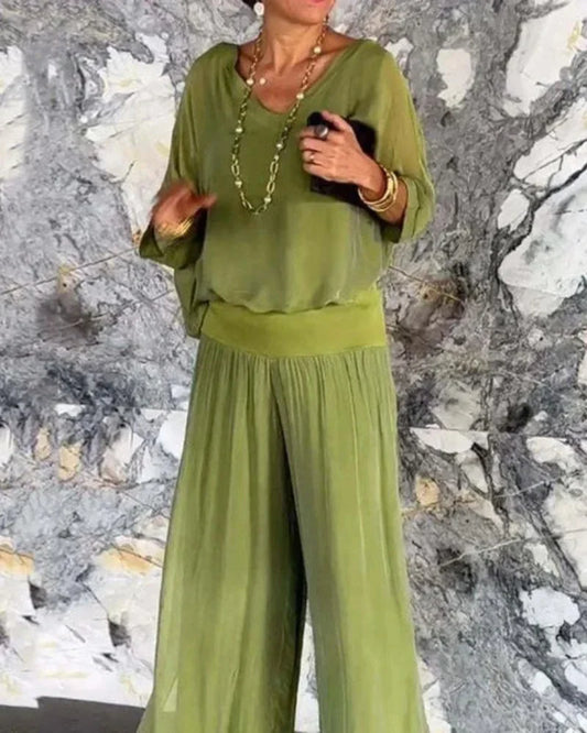 Robe Bohème Élégante avec Chemisier et Pantalon Fluides - PanierRoyale