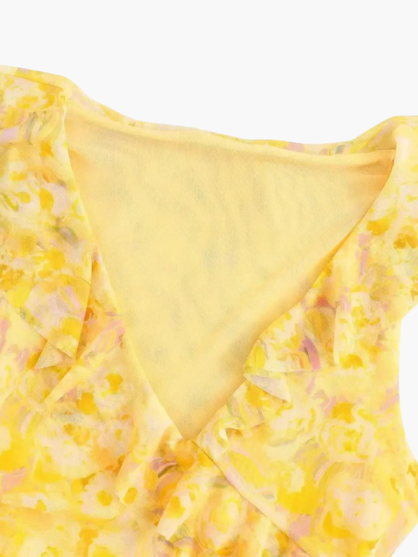 Robe Courte Fleurs avec Volants Féminins