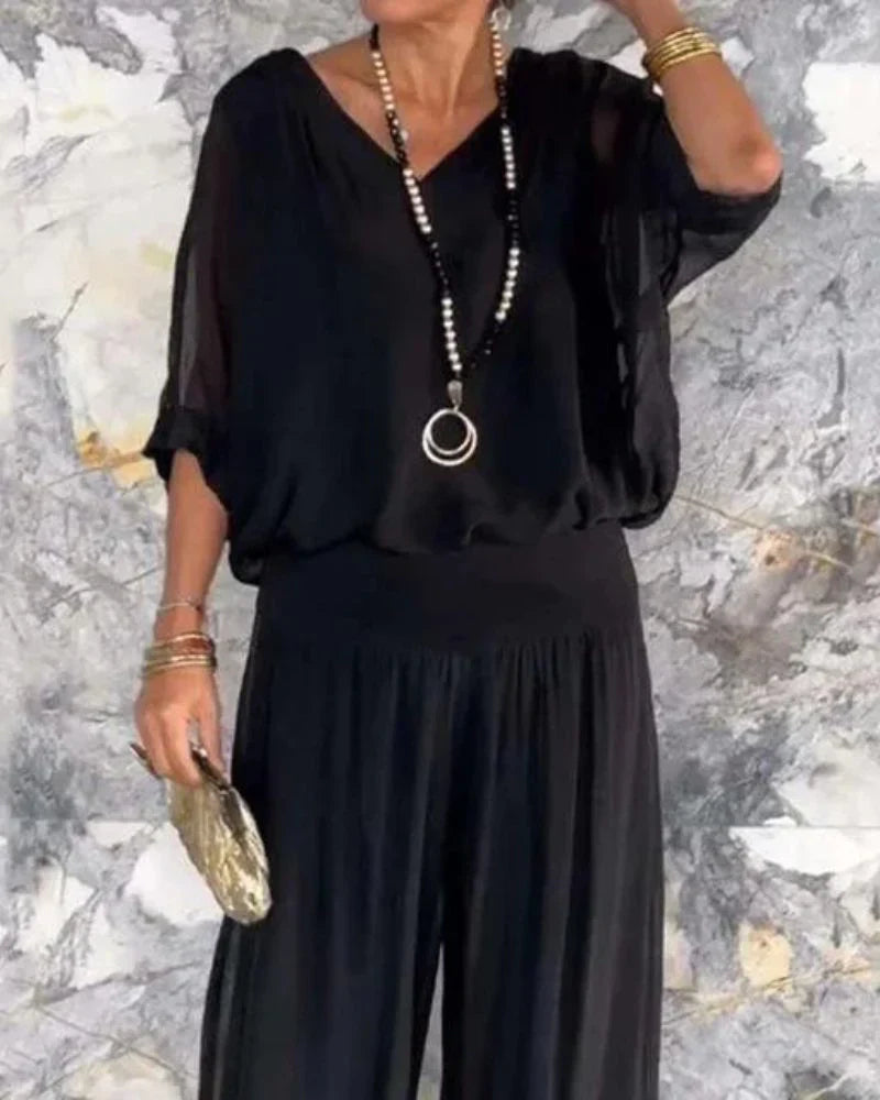 Robe Bohème Élégante avec Chemisier et Pantalon Fluides