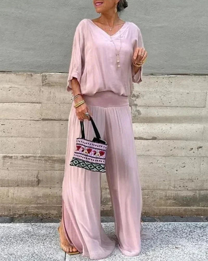 Robe Bohème Élégante avec Chemisier et Pantalon Fluides