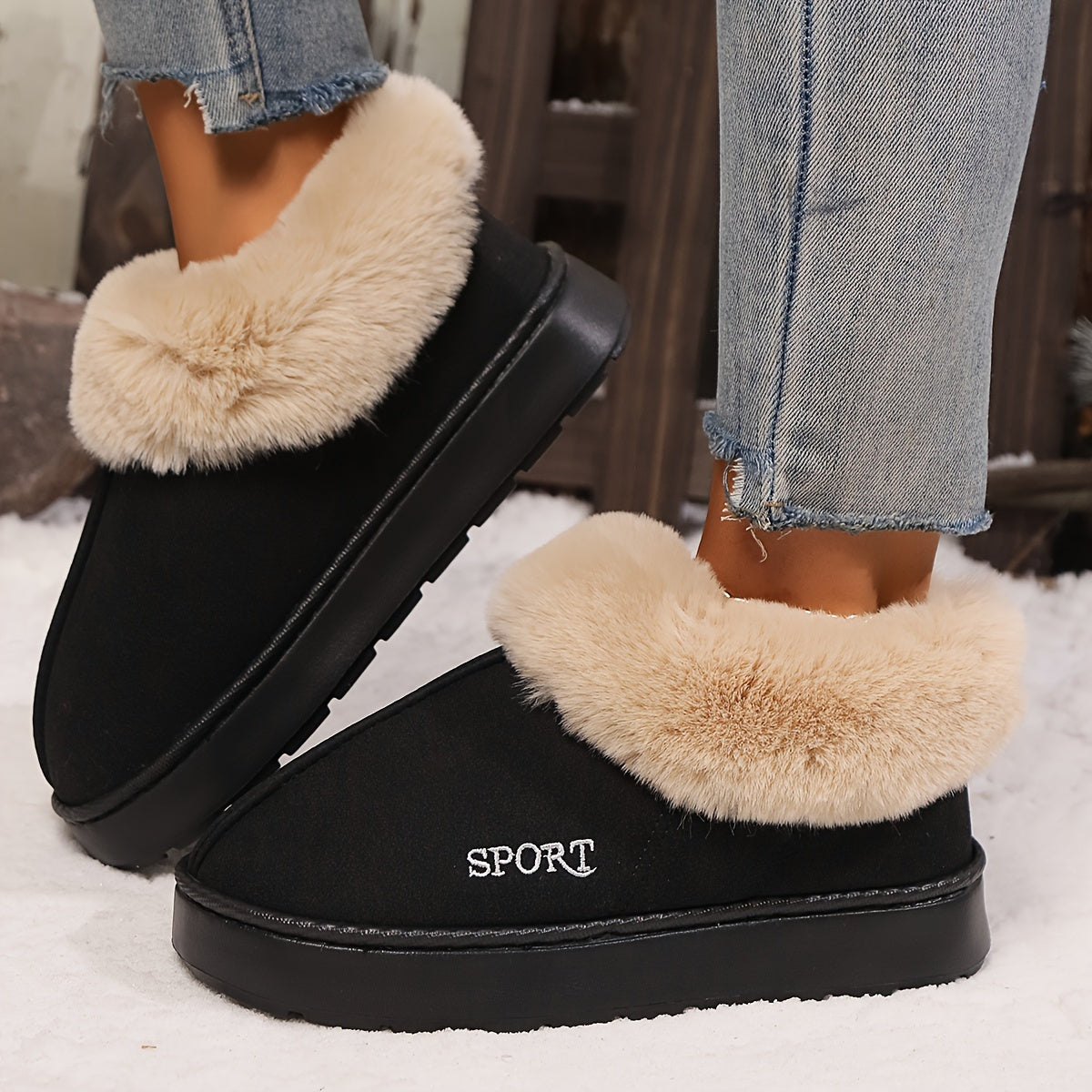 Chaussons Femme Peluche Chauds et Confortables
