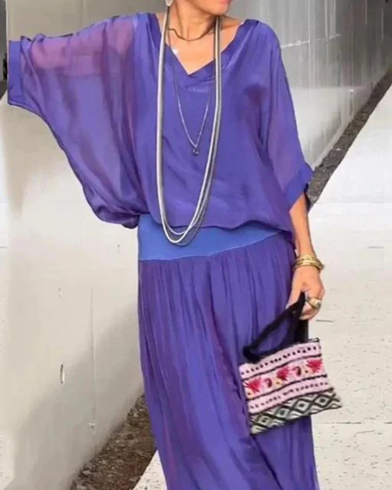 Robe Bohème Élégante avec Chemisier et Pantalon Fluides
